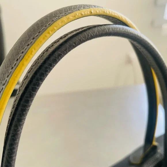 LONGCHAMP Le Pliage Nylon Tote Bag - Grey With Yellow Branding & Accents - Picture 11 of 16